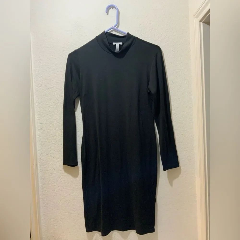 LEITH Nordstrom women’s black stretchy mock neck long sleeve dress Medium